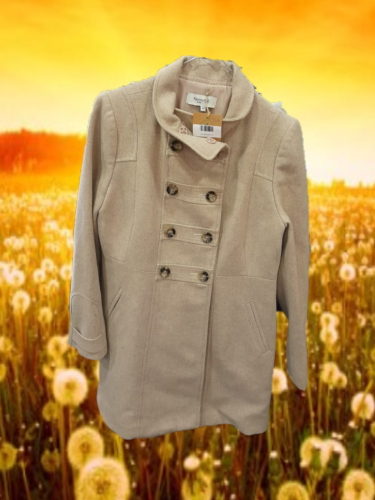 ABRIGO MUJER DE VESTIR BEIGE LARGO