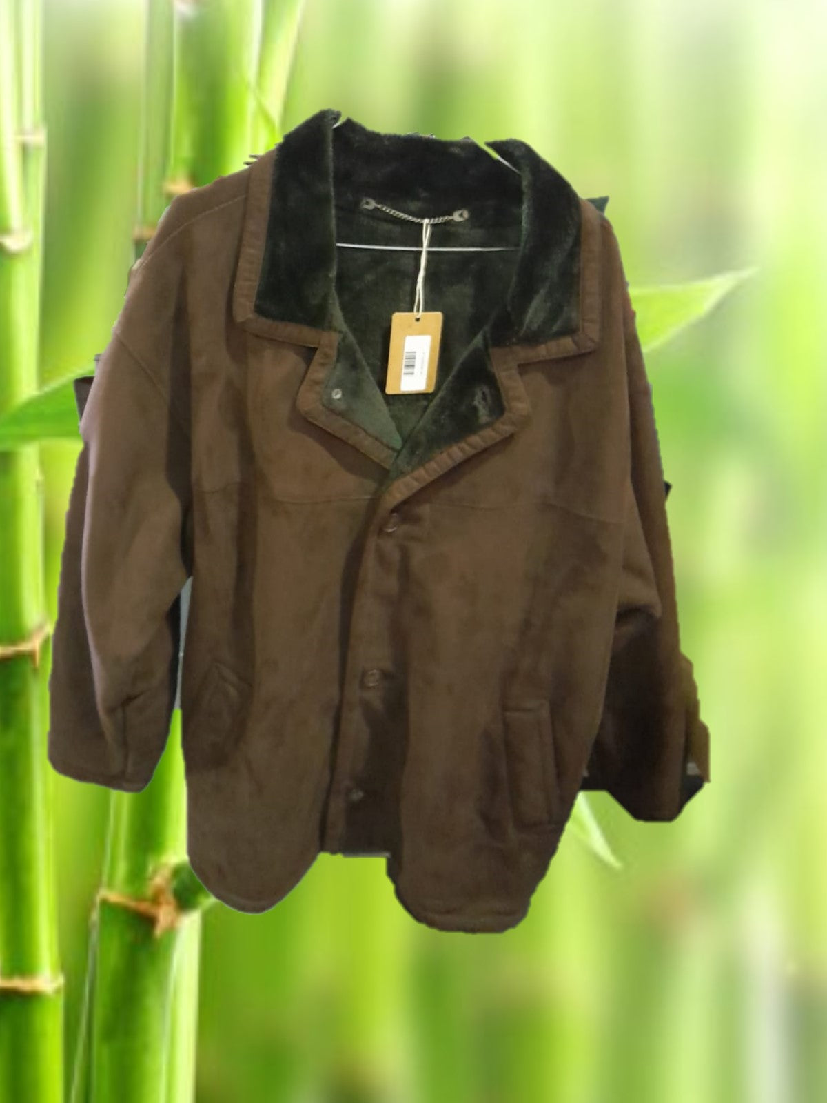 ABRIGO DE ANTE MARRON CON PELO POR DENTRO