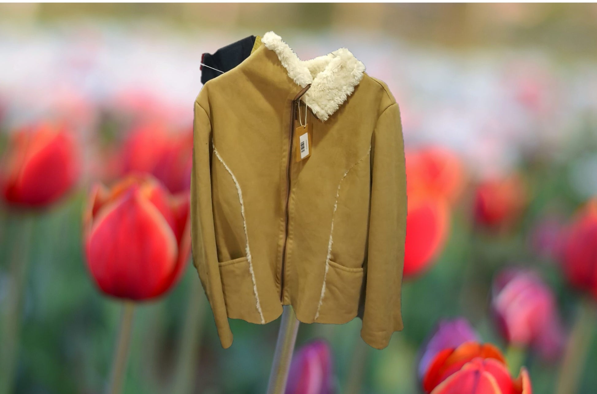 ABRIGO DE ANTE BEIGE CON PELO POR DENTRO