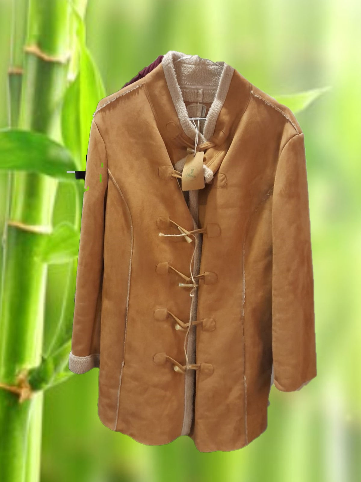 ABRIGO DE ANTE BEIGE CON PELO POR DENTRO