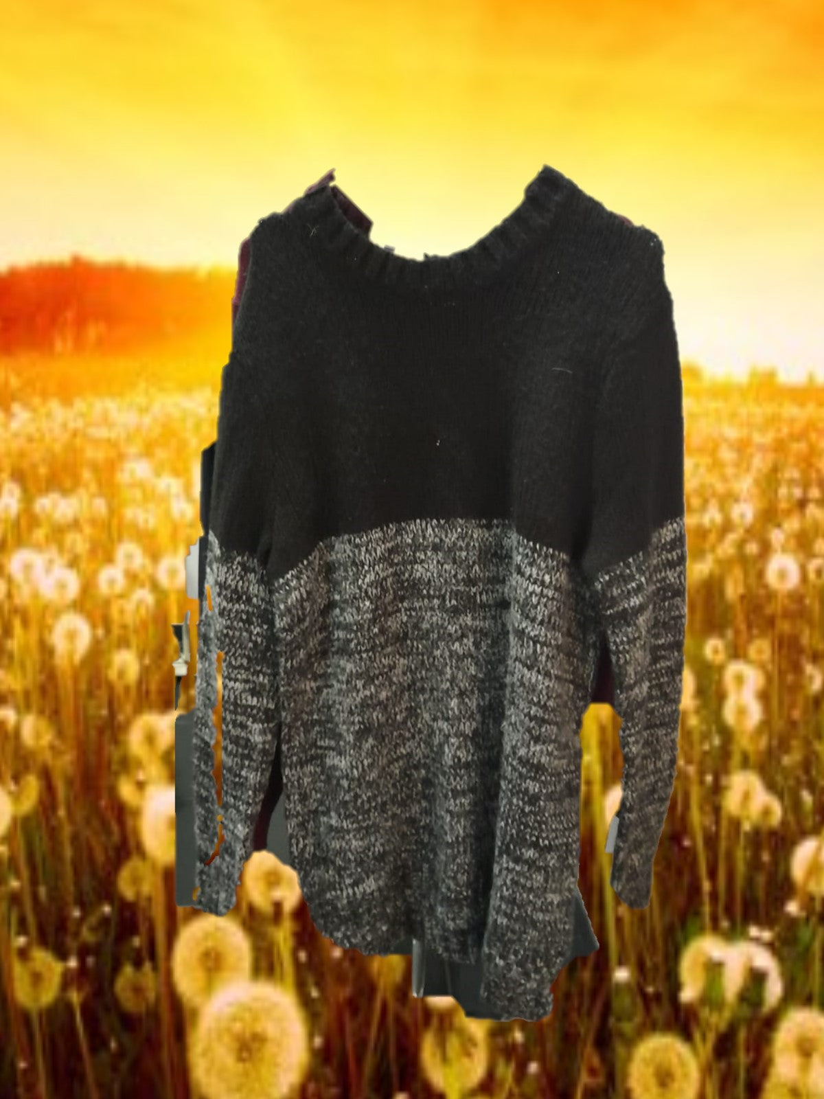 VESTIDO DE PUNTO NEGRO CON TONOS GRISES