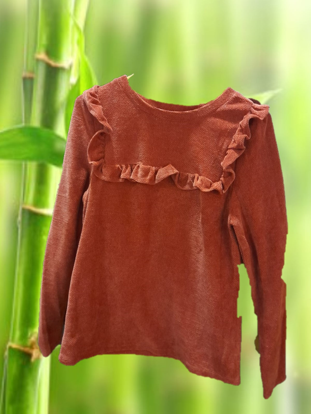 JERSEY MUJER ROJO CON DETALLES DE VOLANTES EN HOMBROS