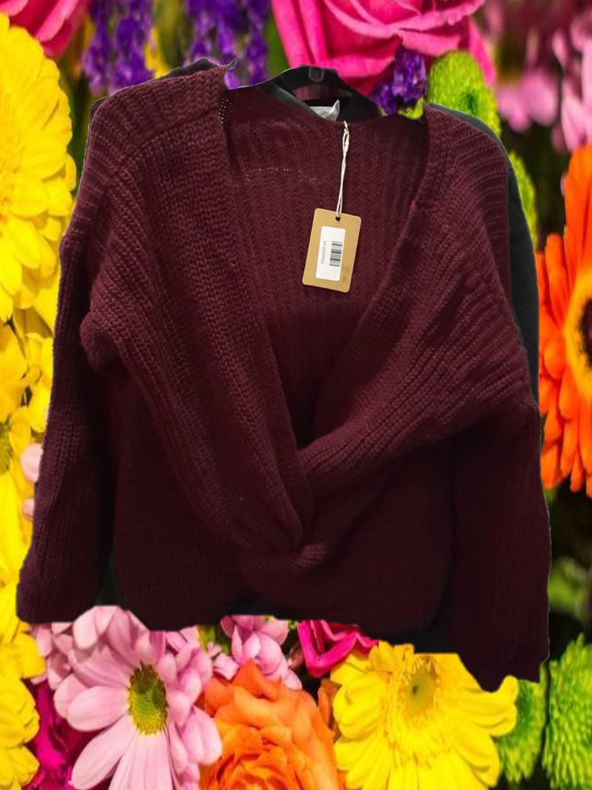 JERSEY MUJER DE PUNTO BURDEOS CON NUDO DELANTERO