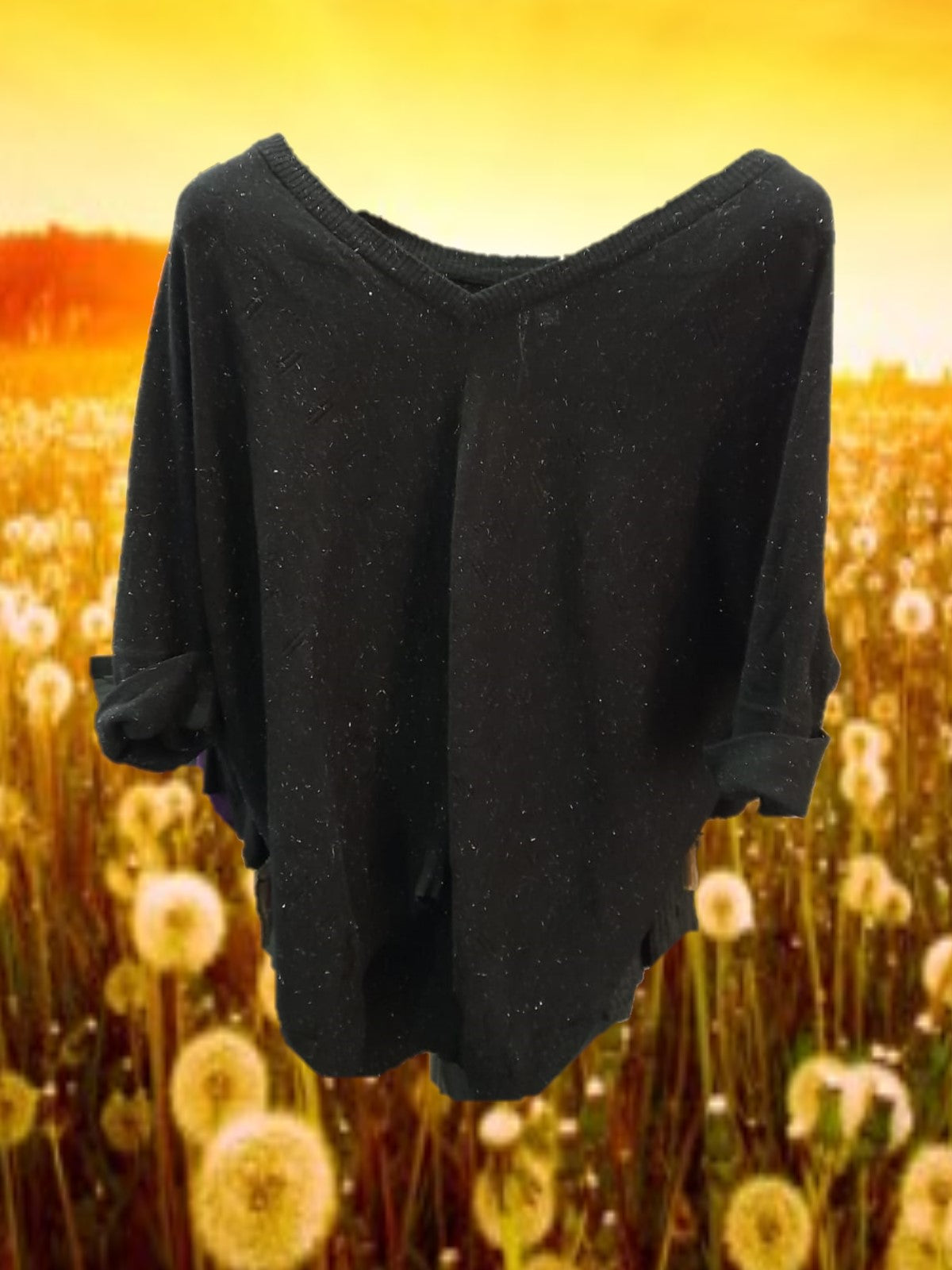 JERSEY MUJER NEGRO MANGA FRANCESA CON BRILLO