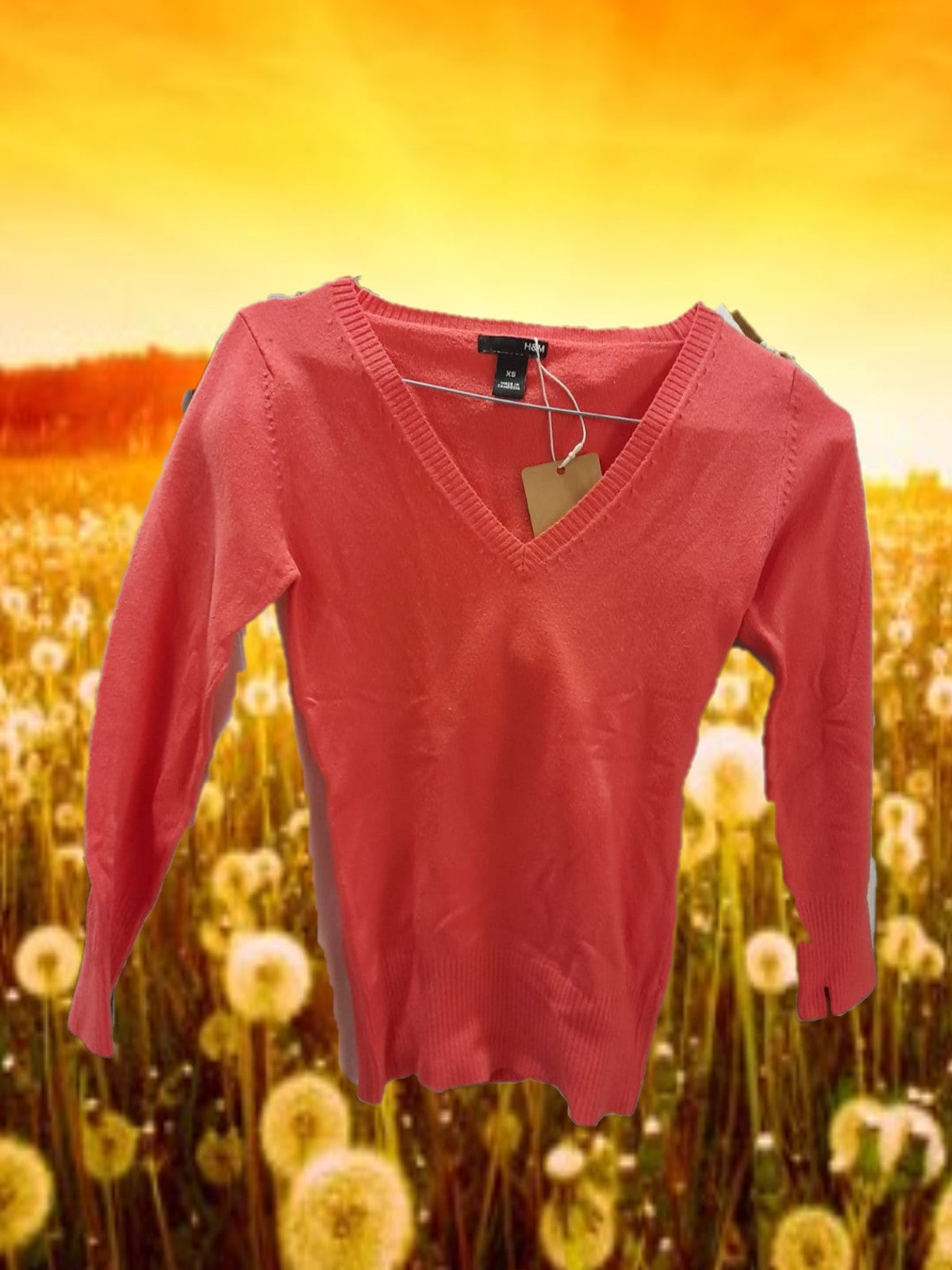 JERSEY MUJER SALMÓN CON CUELLO DE PICO