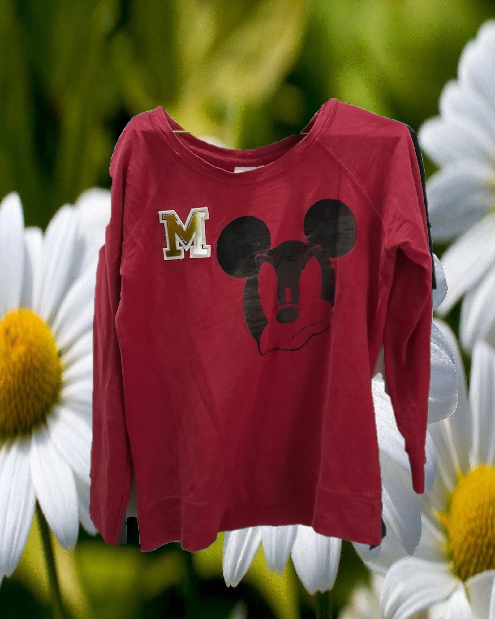 CAMISETA ROJA MANGA LARGA CON DIBUJO MICKEY MOUSE