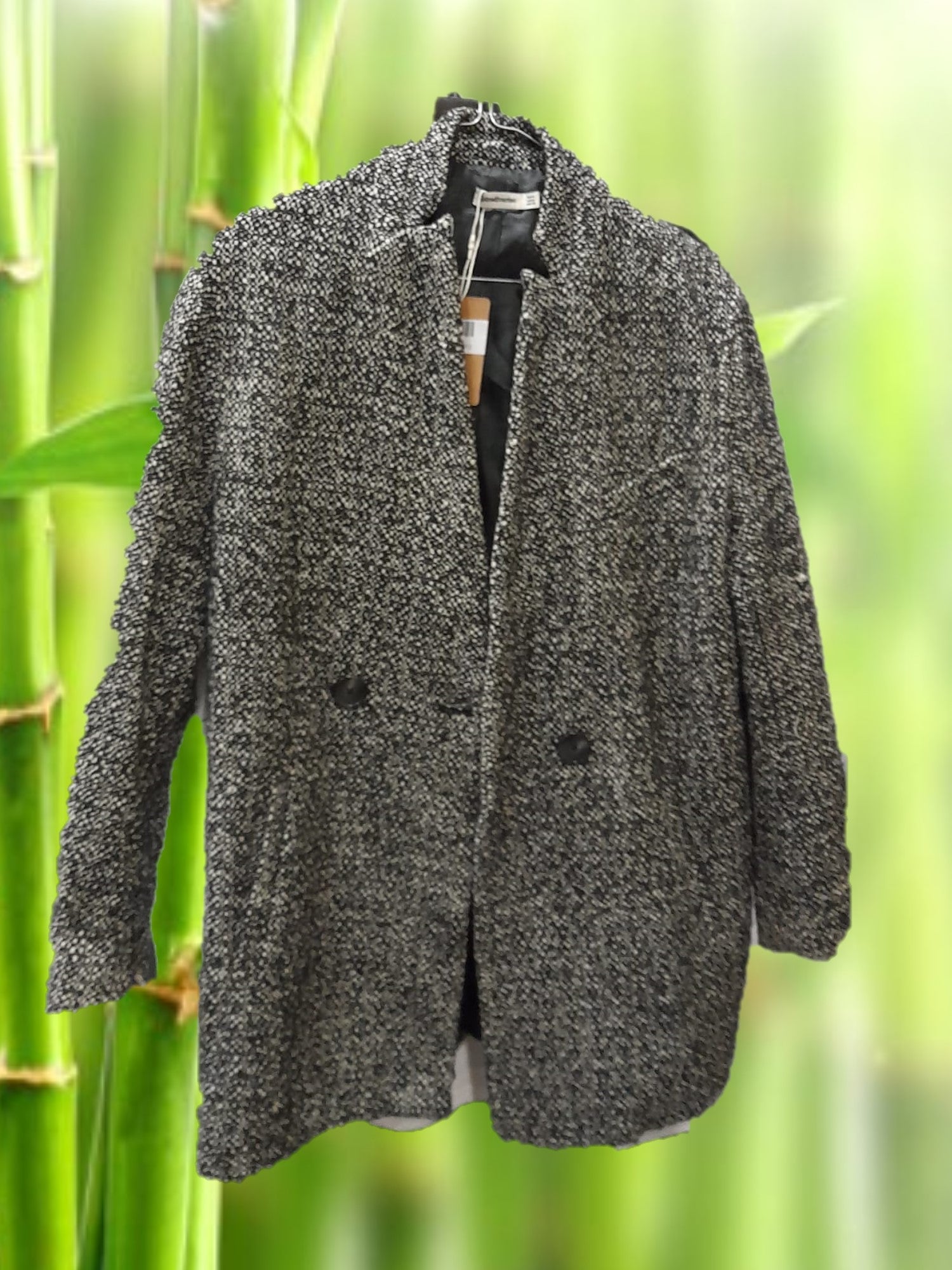 ABRIGO MUJER BLANCO JASPEADO