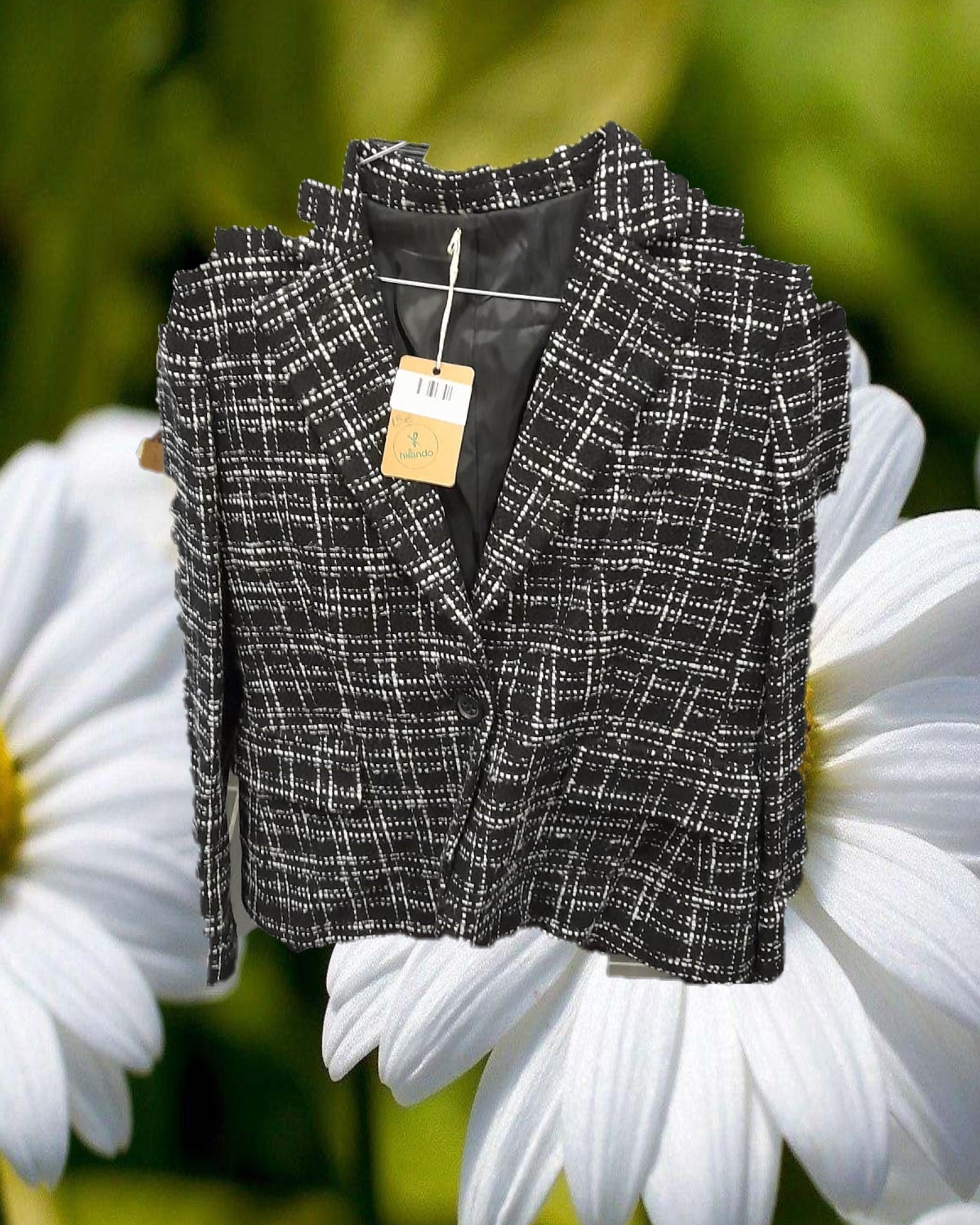 CHAQUETA MUJER NEGRA JASPEADA