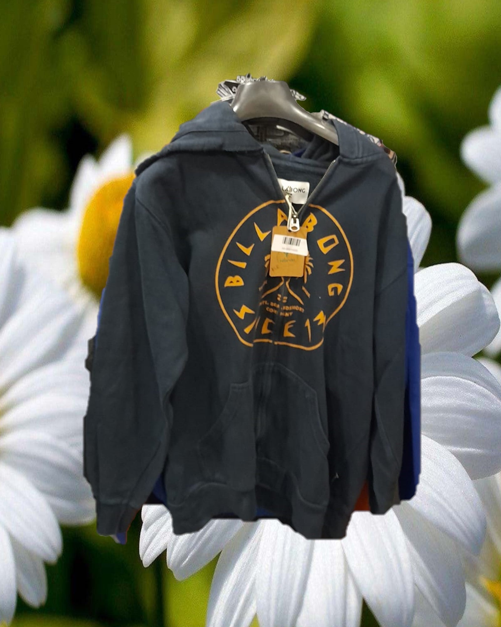 SUDADERA AZUL MARINO CON CAPUCHA Y CREMALLERA