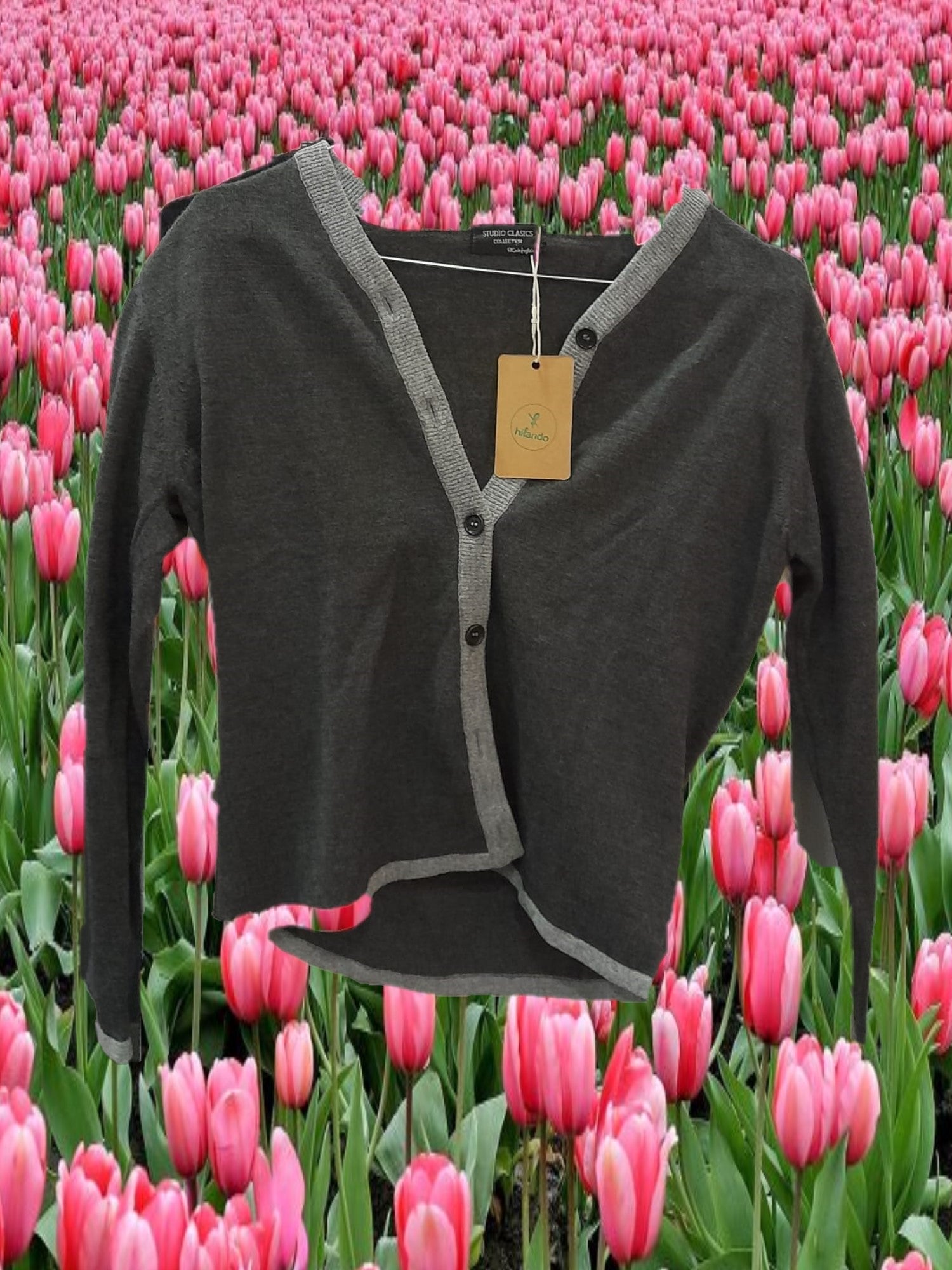 CHAQUETA MUJER GRIS DE PUNTO