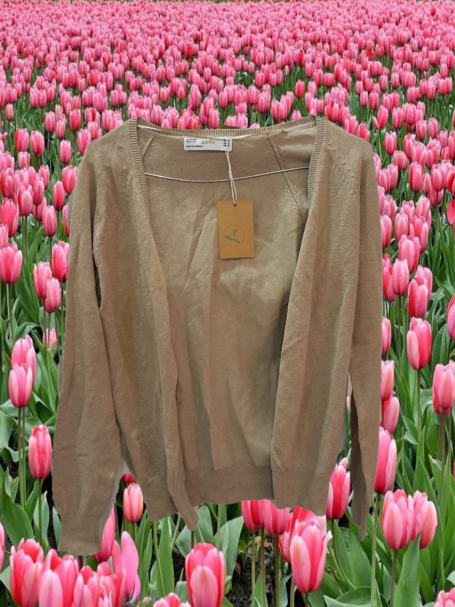 CHAQUETA MUJER BEIGE DE PUNTO