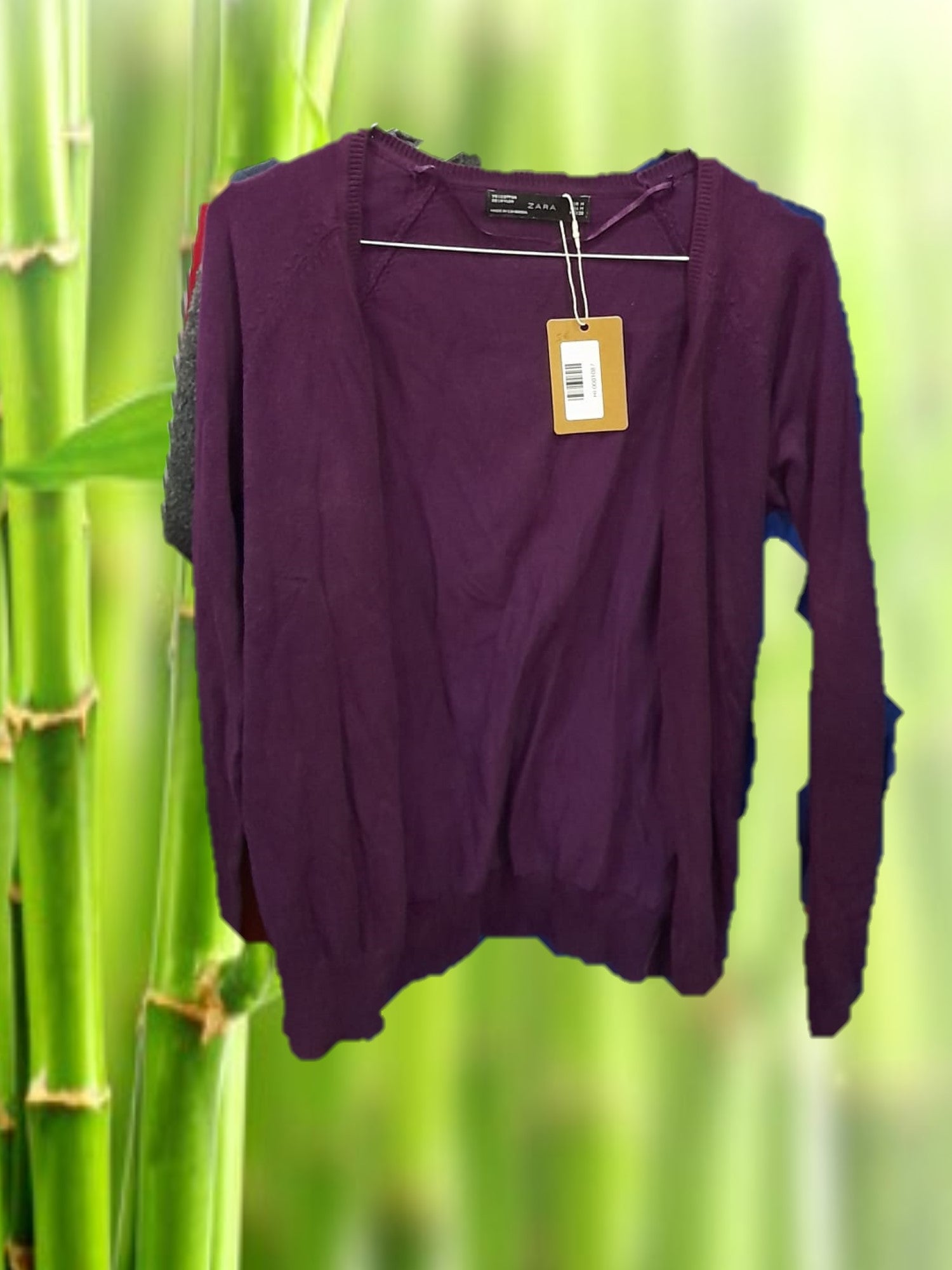 CHAQUETA MUJER MORADA DE PUNTO
