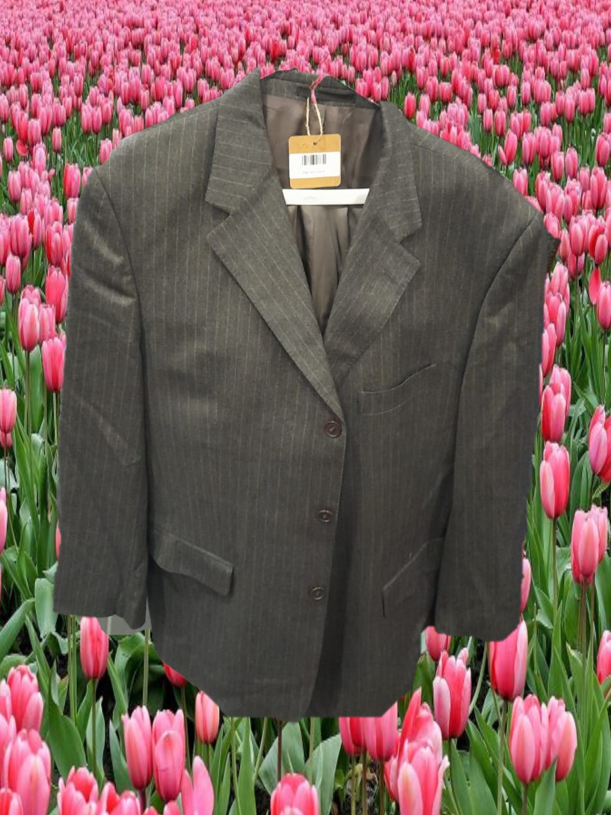 TRAJE HOMBRE ( CHAQUETA Y PANTALÓN )  GRIS CON RAYA DIPLOMÁTICA DE VESTIR