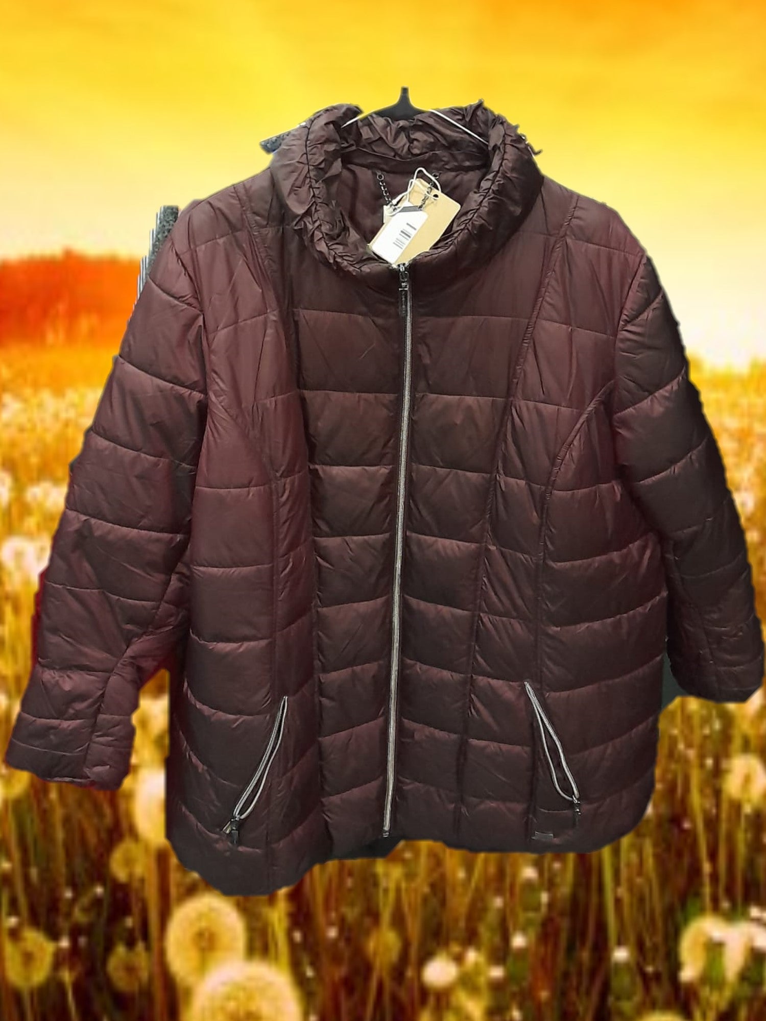 ABRIGO MUJER PLUMAS GRANATE