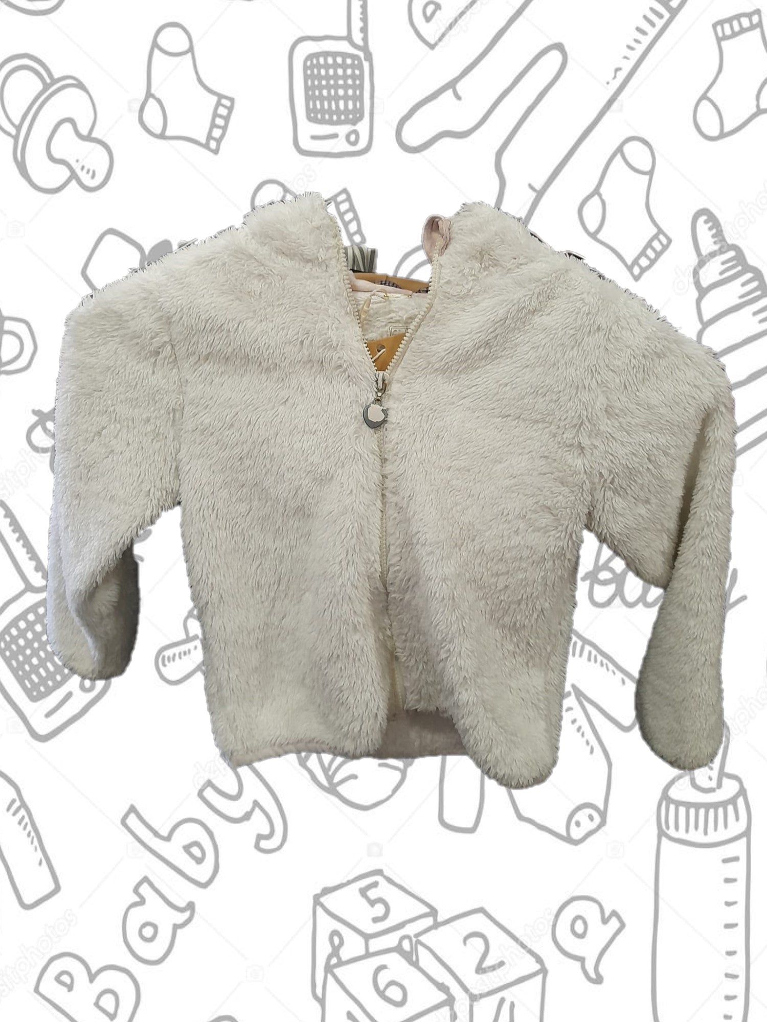 ABRIGO NIÑ@ BLANCO DE PELO CON CAPUCHA