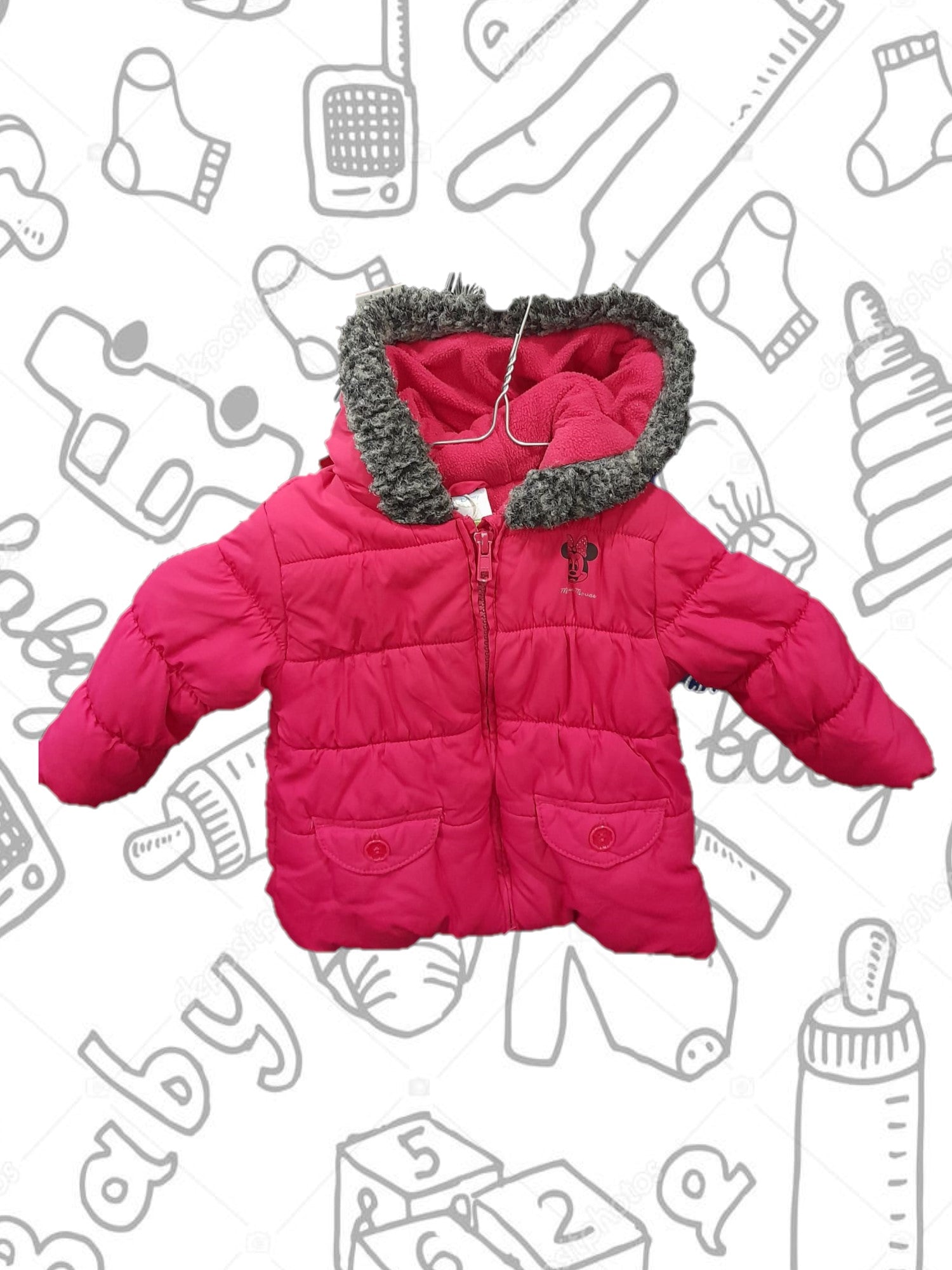 ABRIGO BEBE ROSA CON CAPUCHA