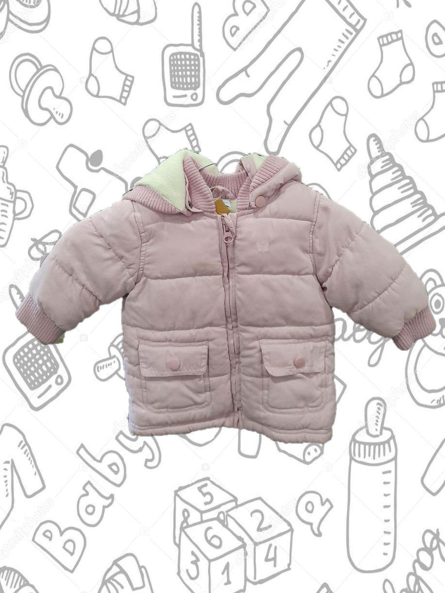 ABRIGO BEBE LILA CON CAPUCHA