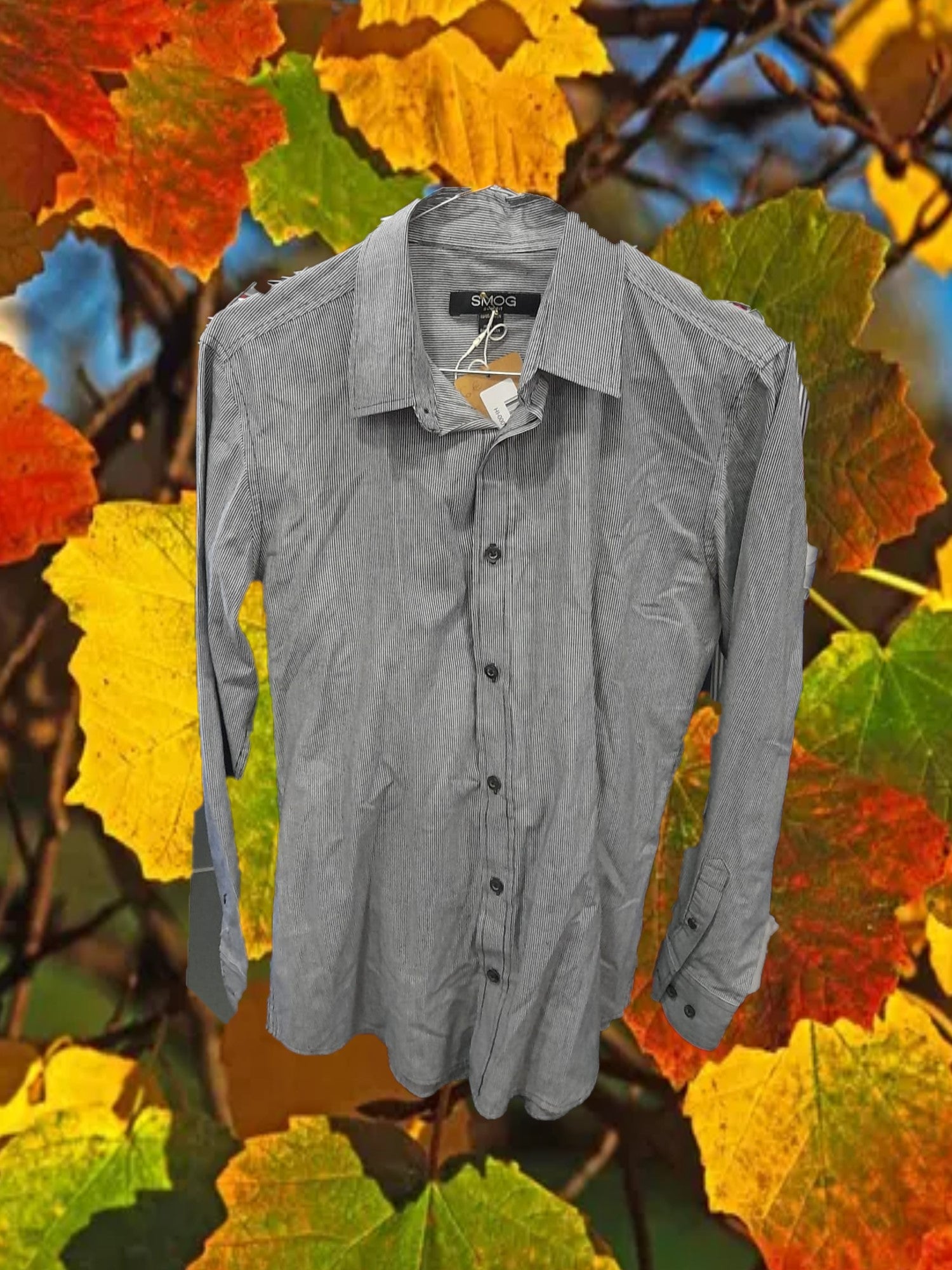 CAMISA HOMBRE MANGA LARGA CON RAYAS GRISES