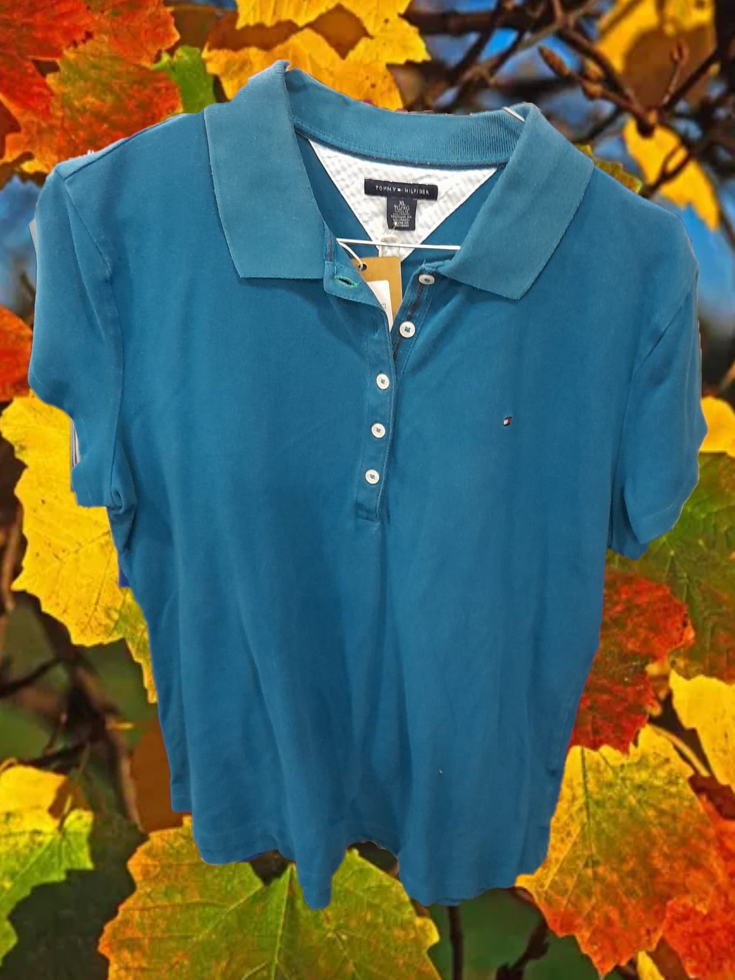 POLO HOMBRE MANGA CORTA AZUL TURQUESA TOMMY HILFIGER