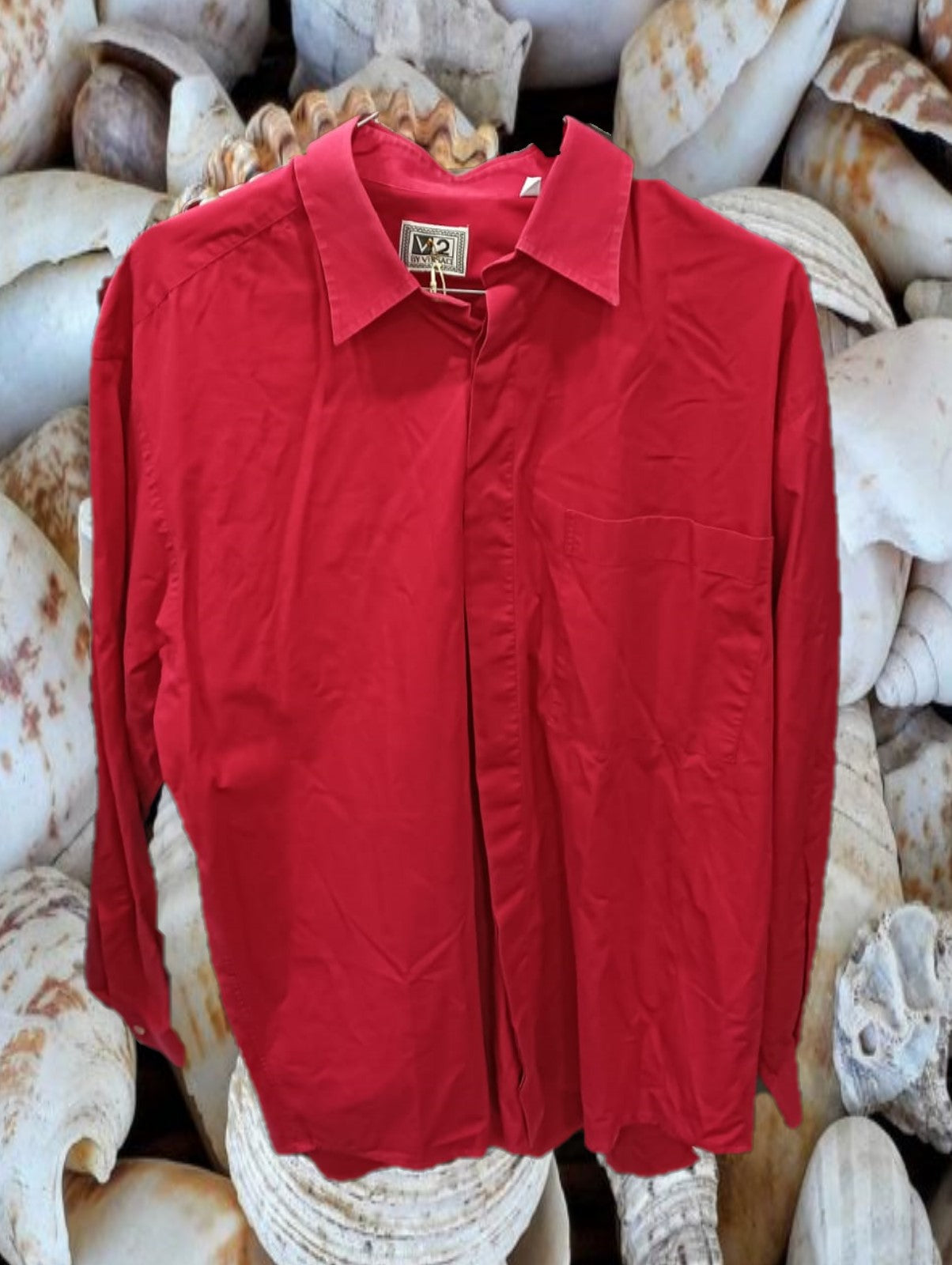 CAMISA HOMBRE ROJA MANGA LARGA VERSACE