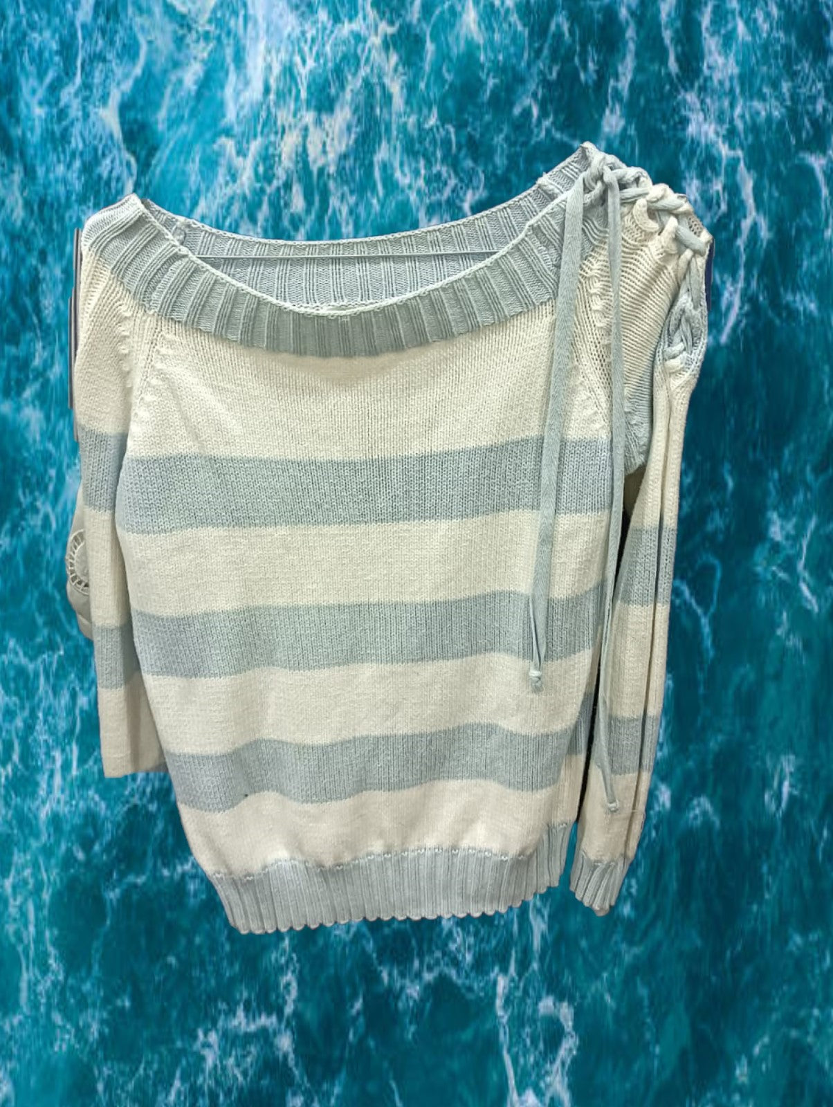 JERSEY MUJER BLANCO CON RAYAS AZULES