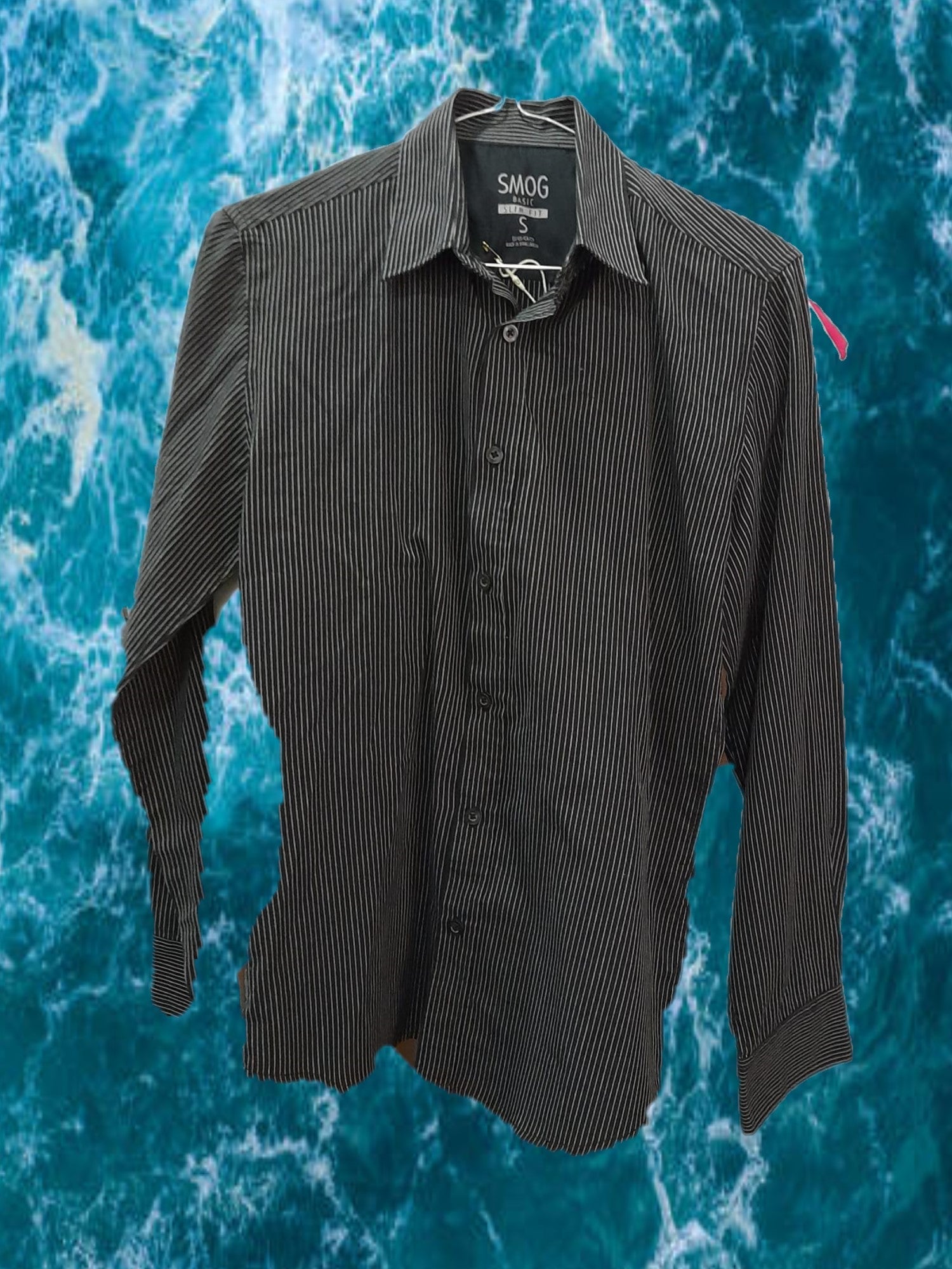 CAMISA HOMBRE MANGA LARGA NEGRA CON RAYAS BLANCAS