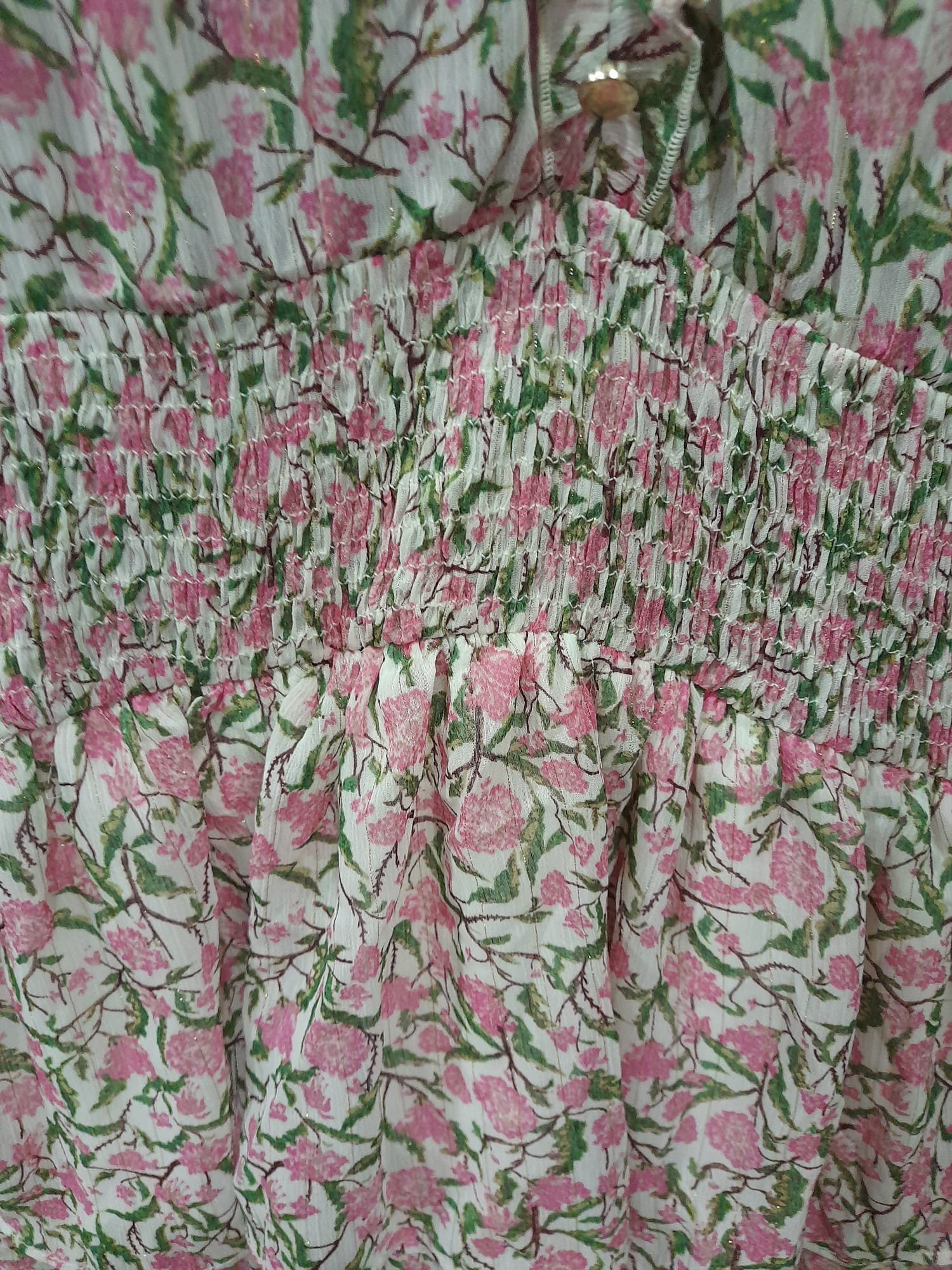 BLUSA MANGA LARGA GASA CON ESTAMPADO FLORAL Y VOLANTES