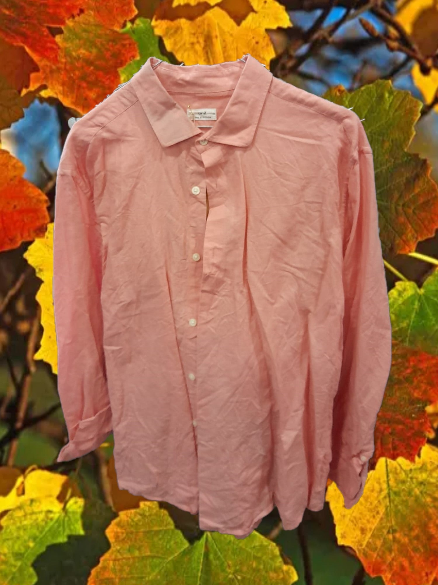 CAMISA HOMBRE MANGA LARGA SALMÓN