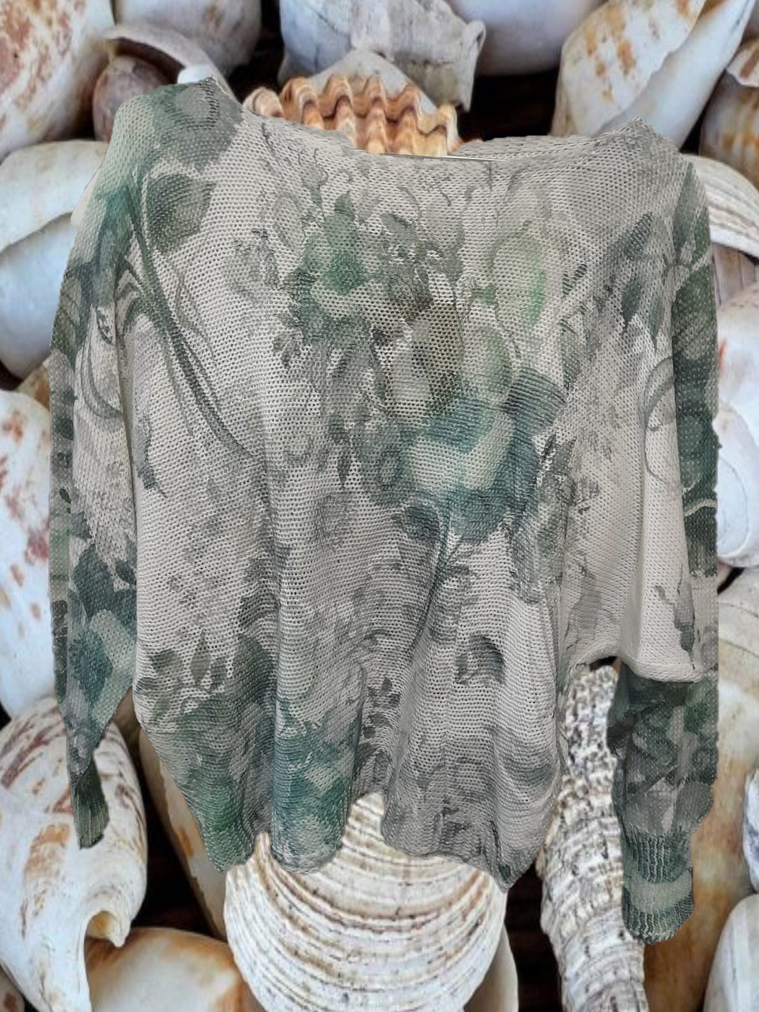 JERSEY MUJER FINO BLANCO CON ESTAMPADO EN VERDE