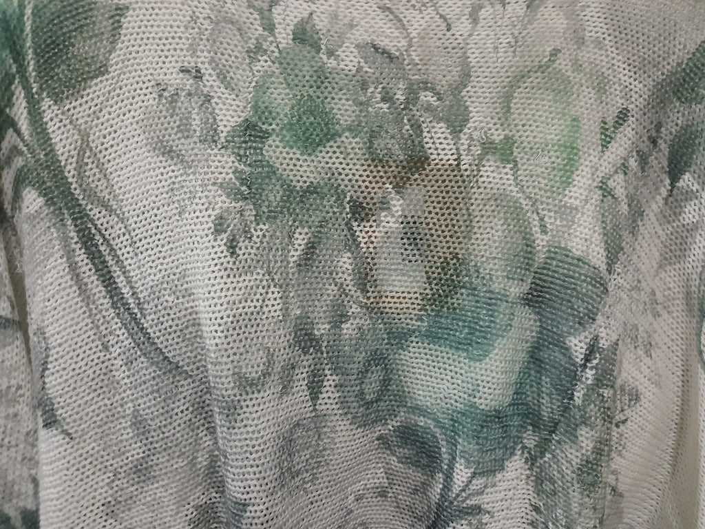 JERSEY MUJER FINO BLANCO CON ESTAMPADO EN VERDE