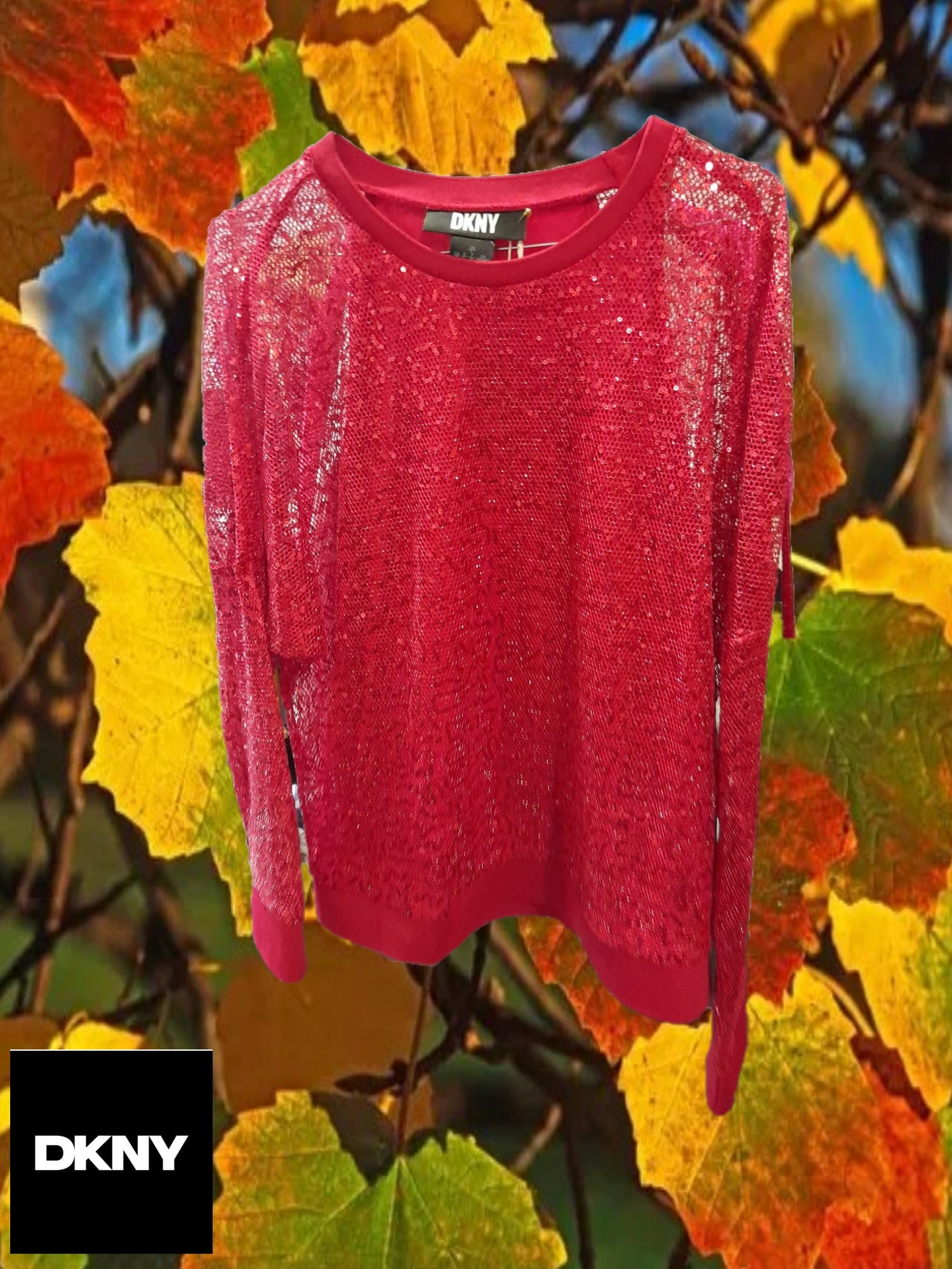 JERSEY ROJO DE LENTEJUELAS DKNY