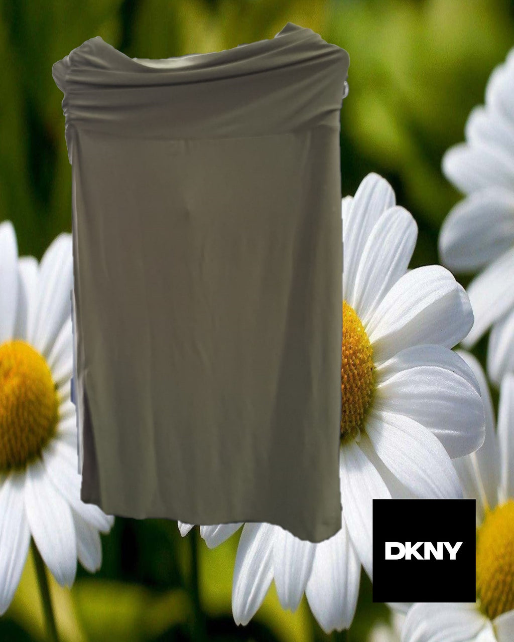 FALDA LARGA ELÁSTICA VERDE MILITAR DKNY( TARA ROZADA PARTE TRASERA )
