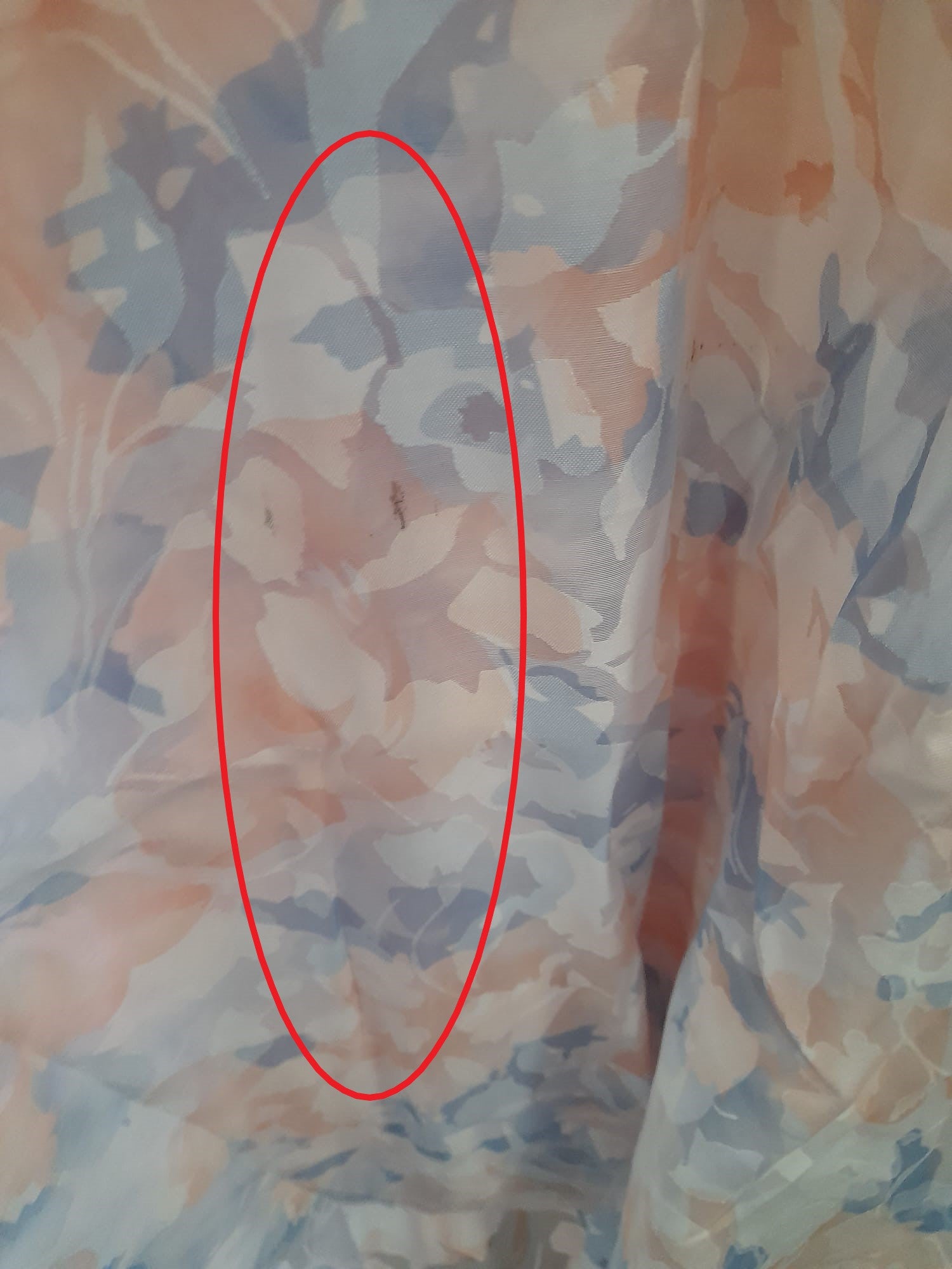 VESTIDO LARGO GASA MANGA LARGA EN TONOS SALMÓN Y AZUL DKNY ( TARA PEQUEÑAS MANCHAS FALDA )