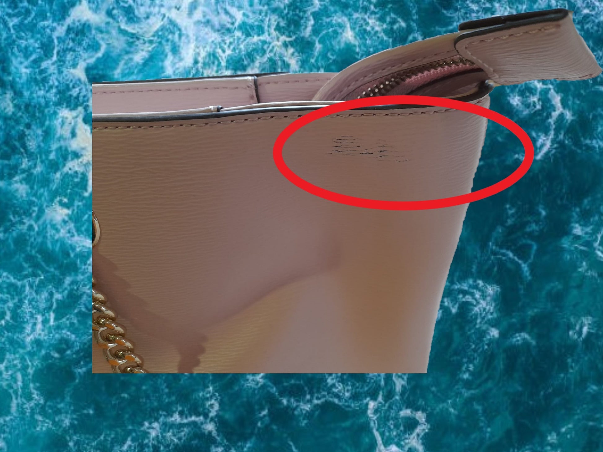 BOLSO ROSA GRANDE PIEL DKNY ( TARA PARTE DELANTERA SUCIA Y ASA DESGASTADA )
