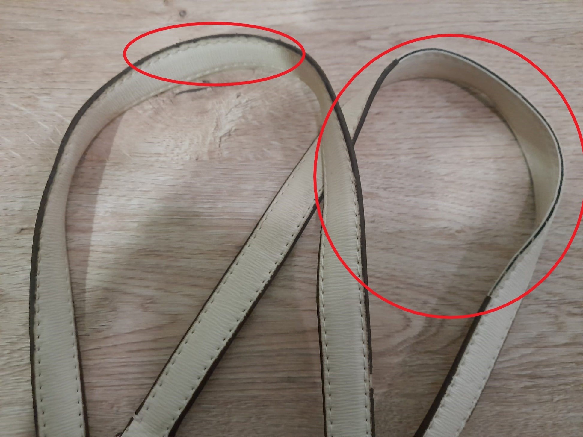 BOLSO GRANDE BLANCO ROTO DE PIEL CON ASAS DE HOMBRO DKNY ( TARA ASAS DEFECTUOSAS Y VARIAS MANCHAS )