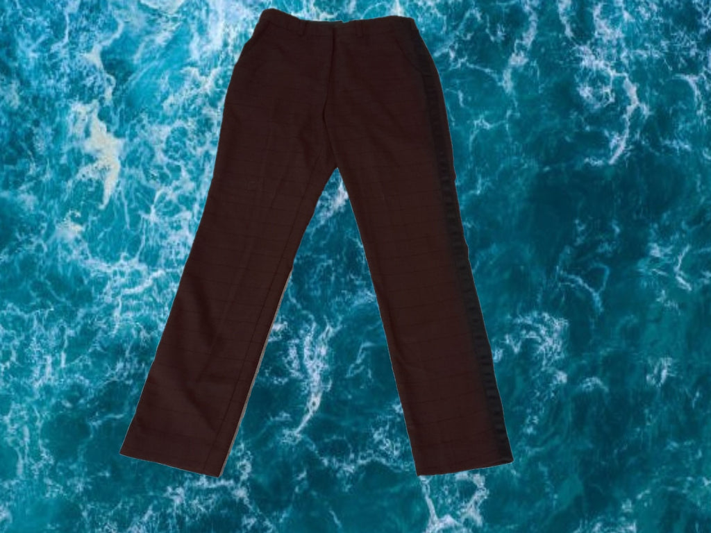 PANTALÓN DE VESTIR GRANATE CON CUADROS SEÑORA