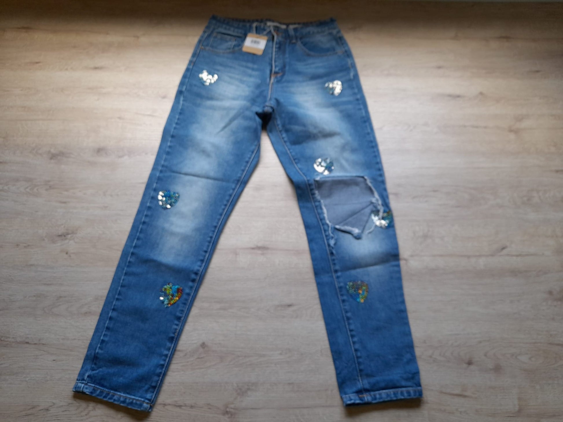 PANTALON VAQUERO SEÑORA CON DETALLES DE LENTEJUELAS