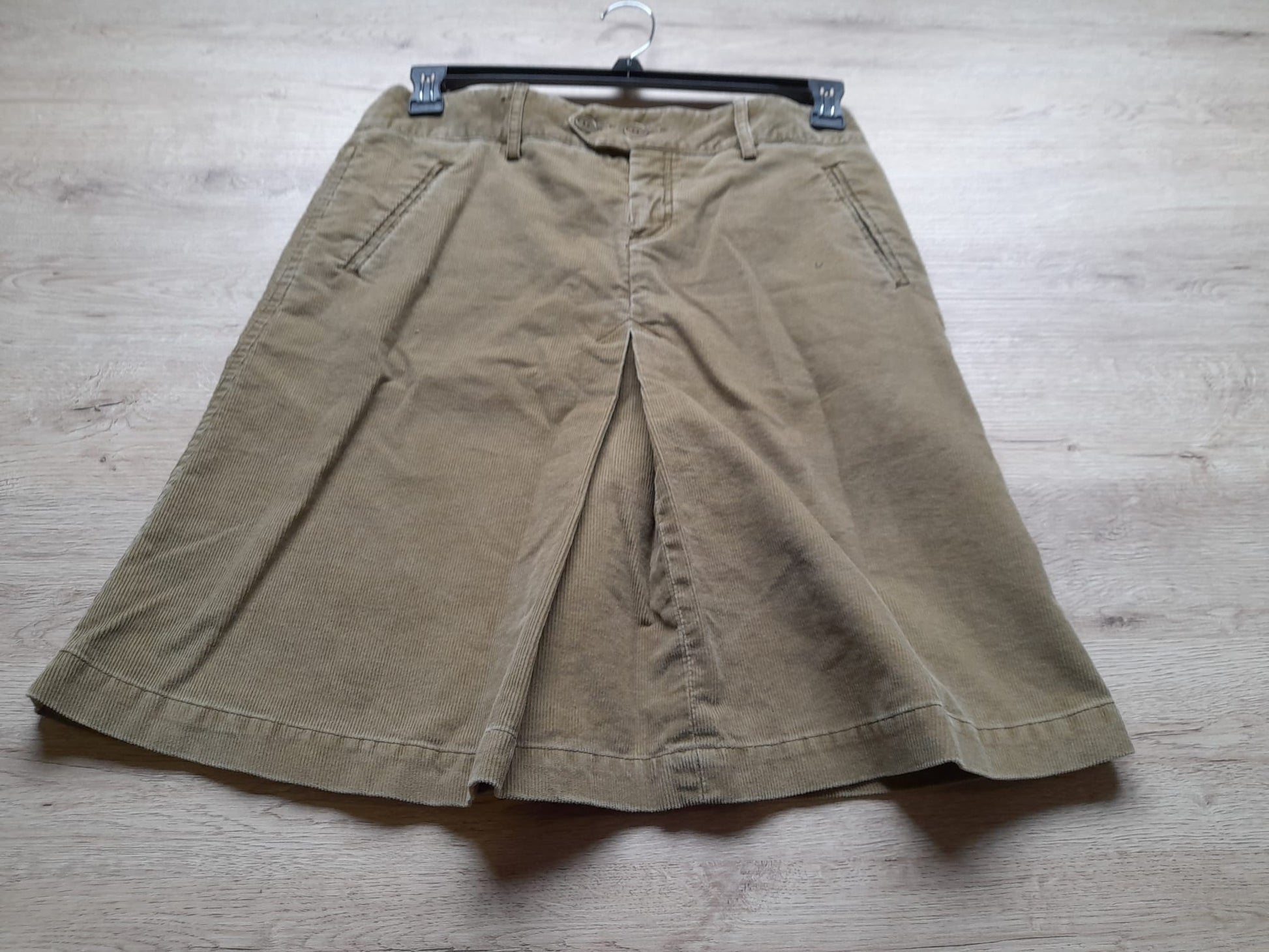 FALDA MIDI BEIGE DE PANA