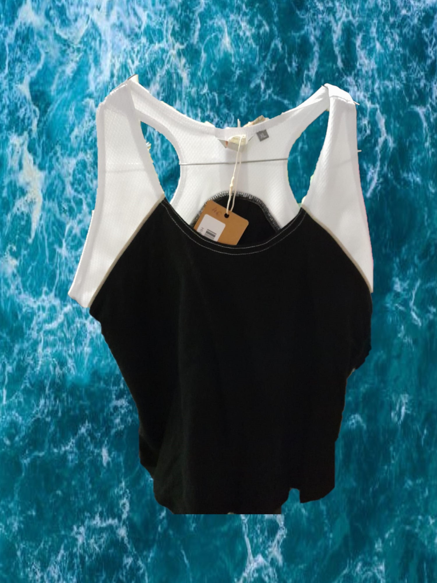 CAMISETA DE TIRANTES DEPORTIVA NEGRO-BLANCO