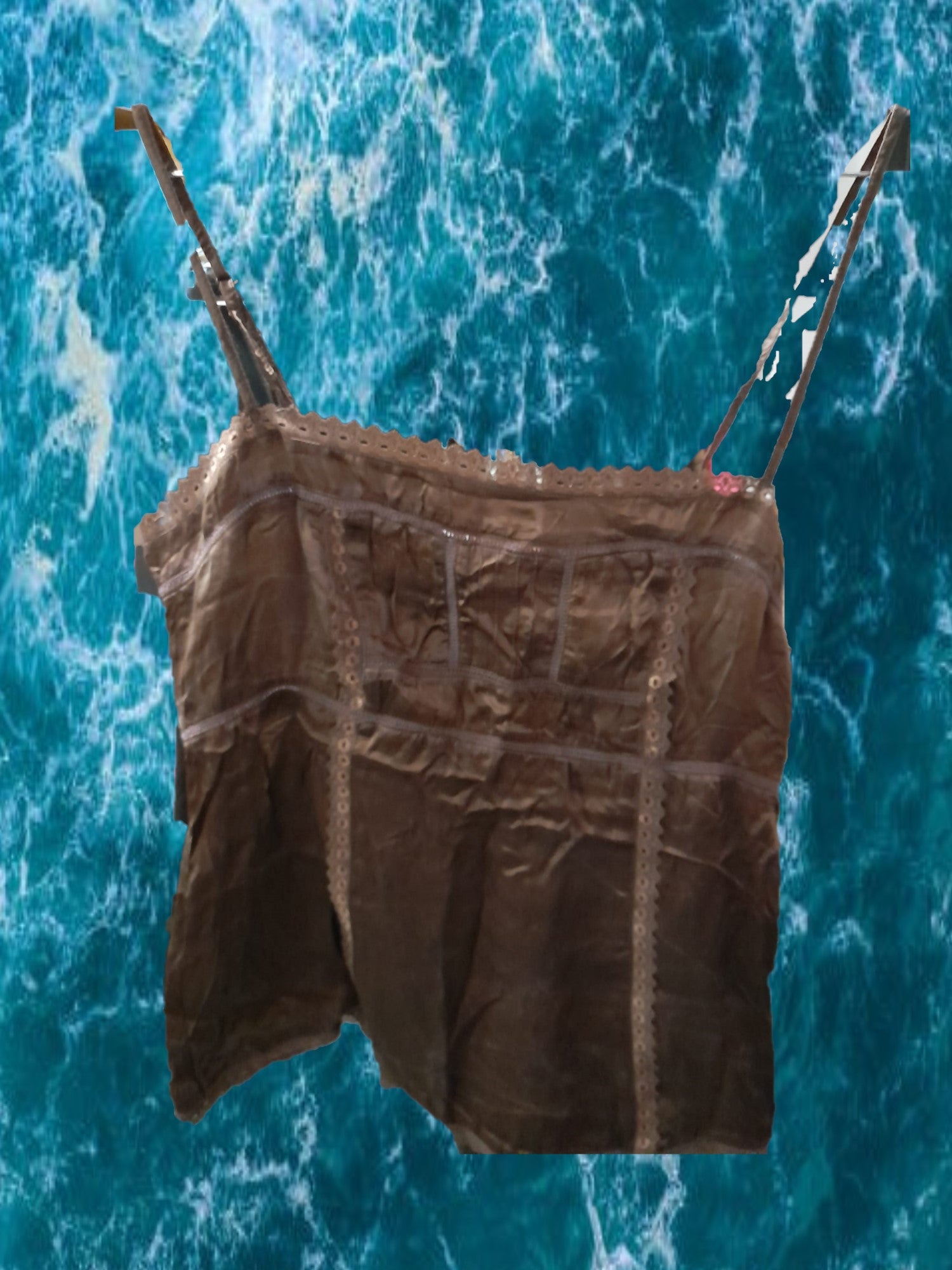 TOP TIRANTES MARRÓN ESTILO LENCERO