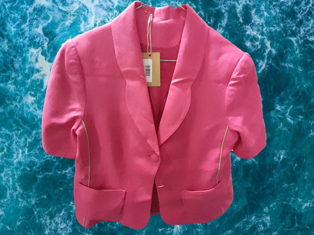 CHAQUETA ROSA FUCSIA MANGA CORTA CON HOMBRERAS