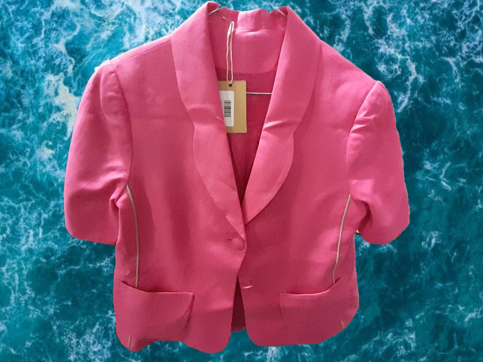 CHAQUETA ROSA FUCSIA MANGA CORTA CON HOMBRERAS