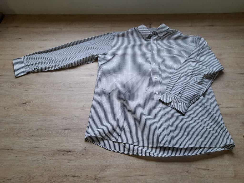 CAMISA CABALLERO M/L BLANCA CON RAYAS AZULES