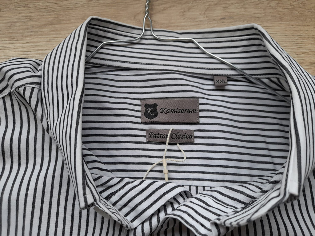 CAMISA CABALLERO M/L BLANCA CON RAYAS AZULES