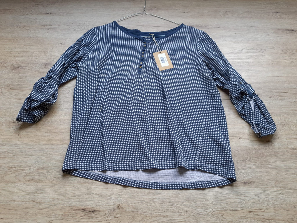 CAMISETA M/L AZUL CON CUADROS