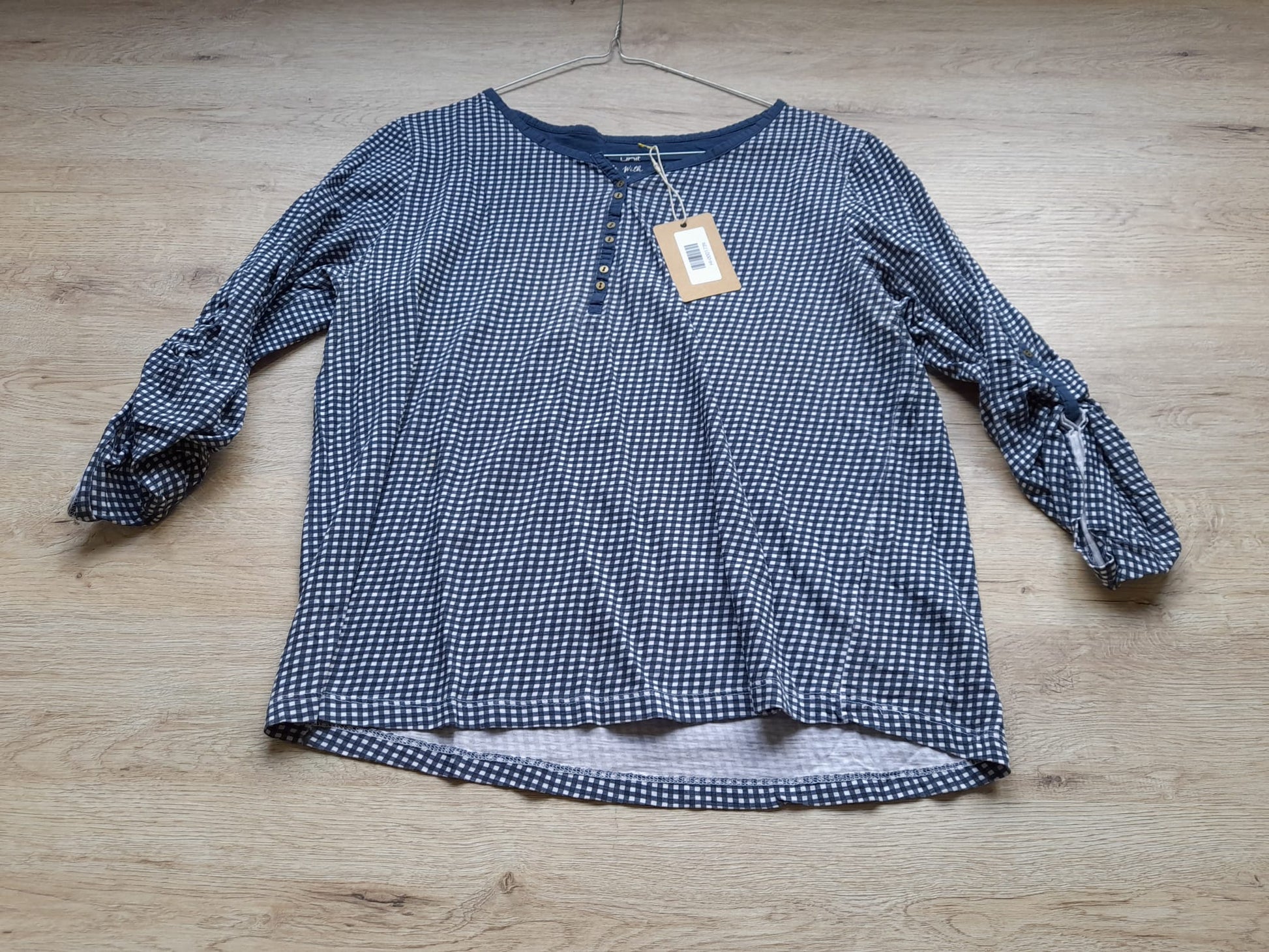 CAMISETA M/L AZUL CON CUADROS