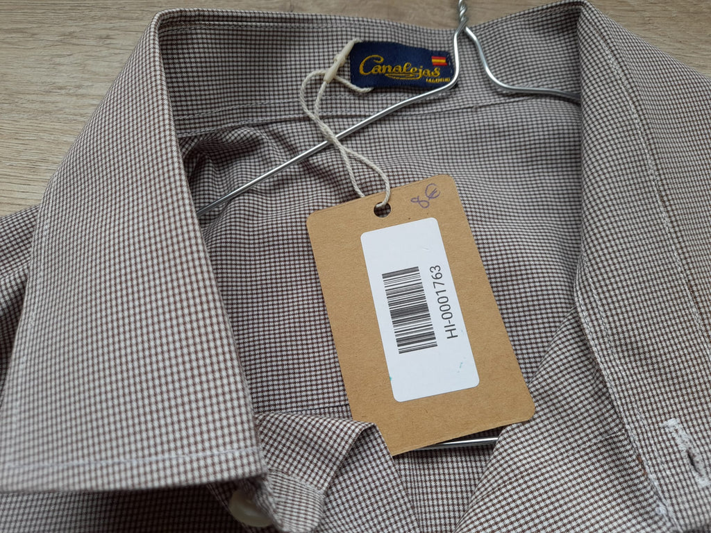 CAMISA M/L BLANCA CON CUADROS GRANATES