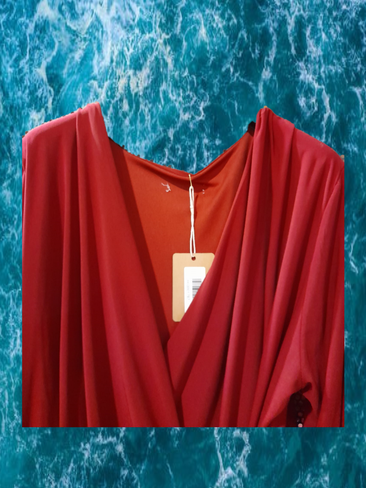 VESTIDO MIDI GRANATE M/L CON DETALLE PLATEADO EN CINTURA