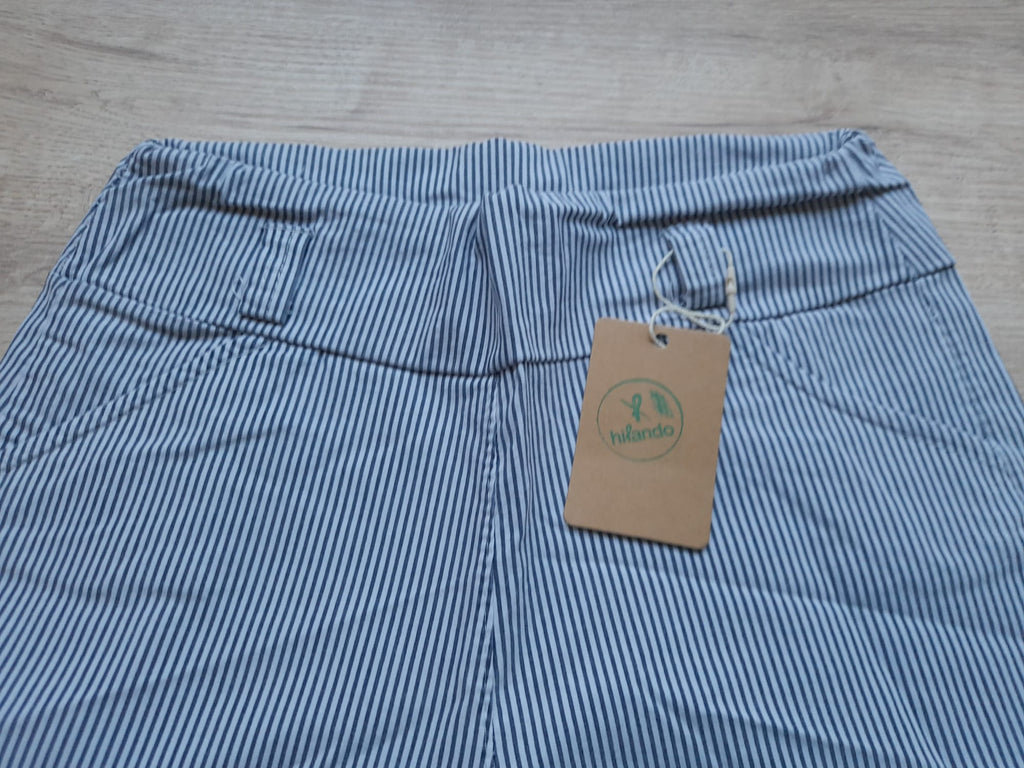 PANTALÓN BLANCO CON RAYAS AZULES ELÁSTICO