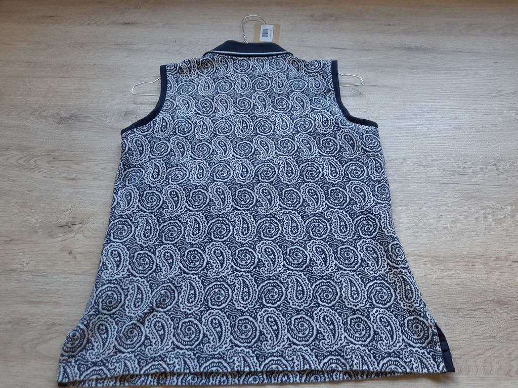 POLO SIN MANGAS MUJER AZUL MARINO CON ESTAMPADO